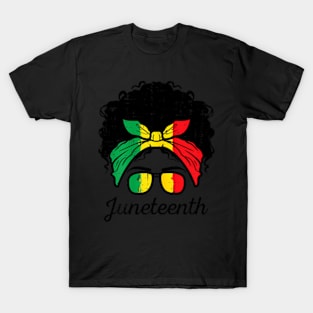 Juneteenth Afro Woman Black American Women Girls Kids Youth T-Shirt